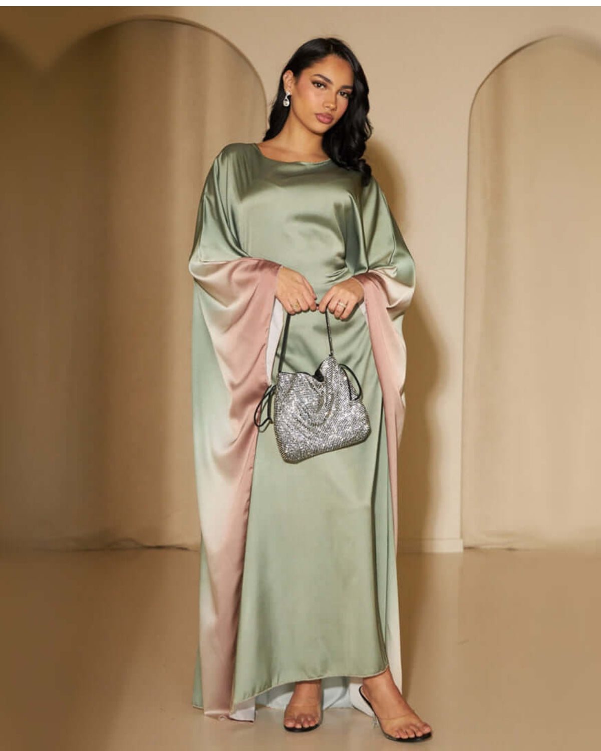 Printed Bodycon Part Butterfly Abaya