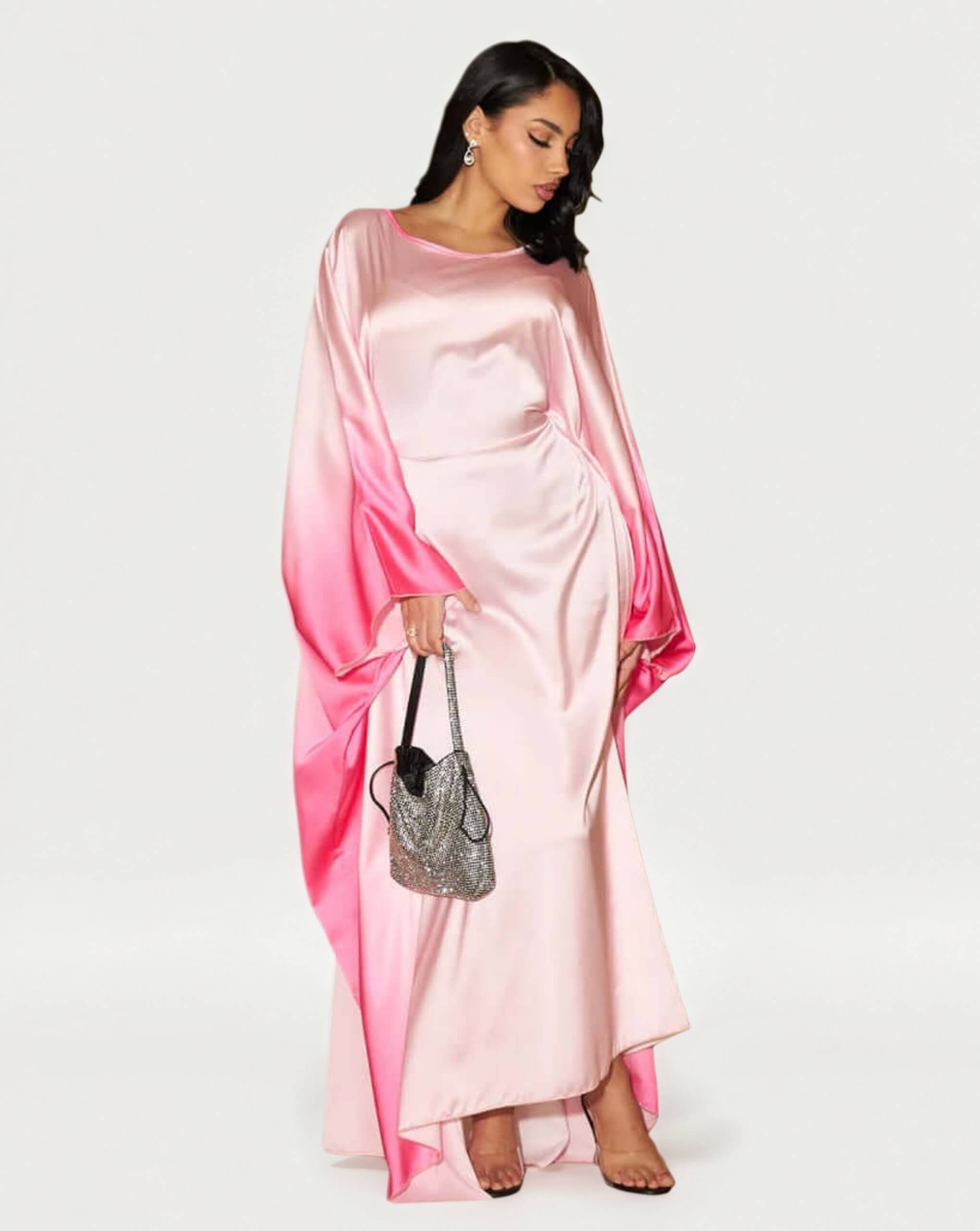 Printed Bodycon Part Butterfly Abaya