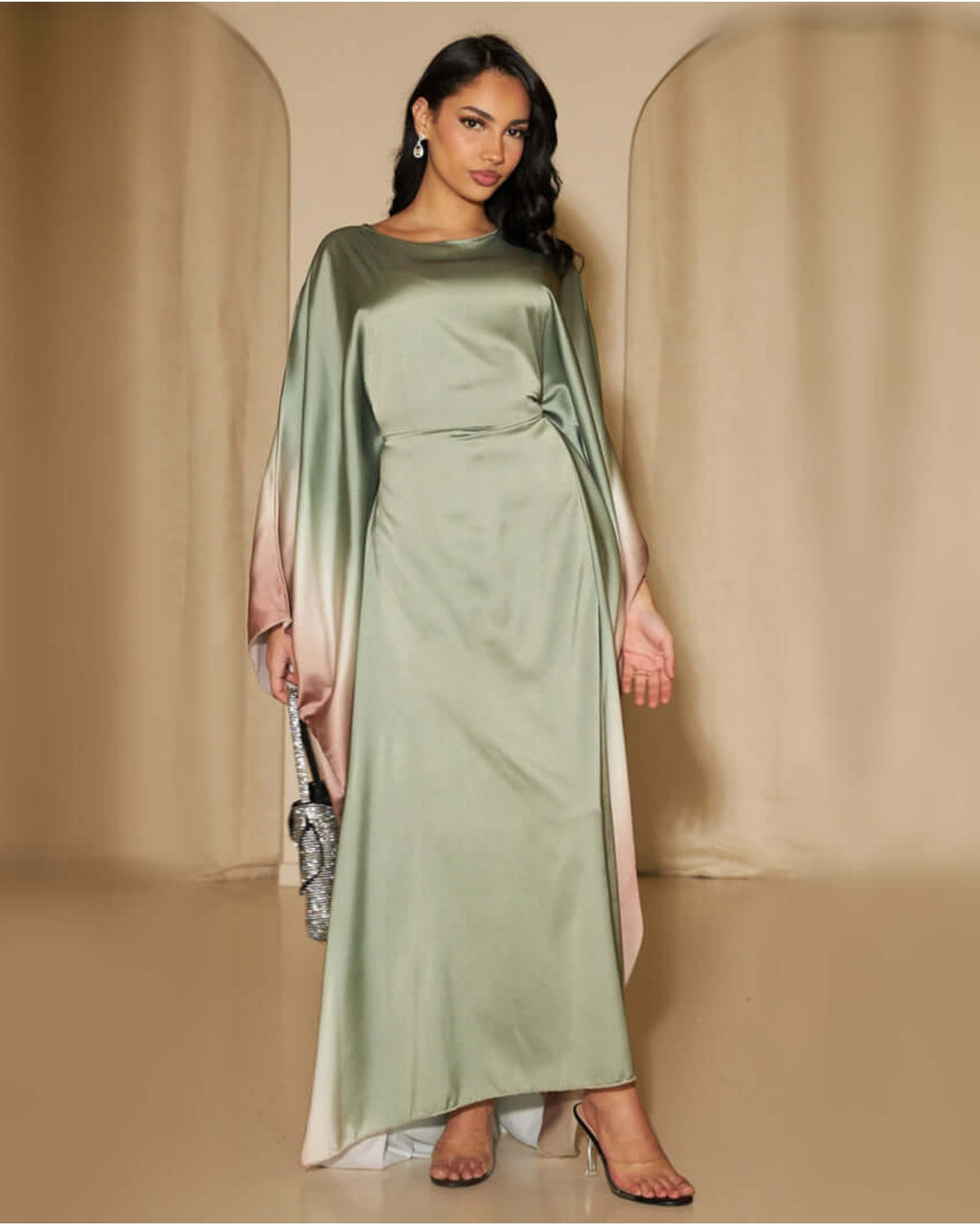 Printed Bodycon Part Butterfly Abaya
