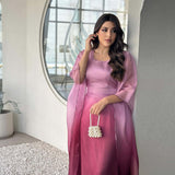 Gradient Satin Butterfly Abaya for Women