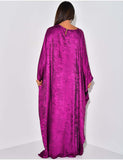 Satin Batwing Purple Butterfly Abaya Dress with Hijab