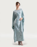 Satin Batwing Light Blue Butterfly Abaya Dress