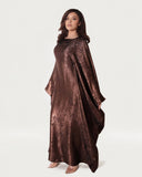 Satin Batwing Coffee Butterfly Abaya Dress