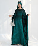 Satin Batwing Dark Green Butterfly Abaya Dress