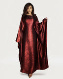 Satin Batwing Red Butterfly Abaya Dress