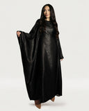 Satin Batwing Black Butterfly Abaya Dress