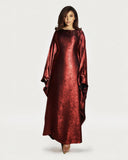 Satin Batwing Red Butterfly Abaya Dress