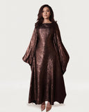 Satin Batwing Coffee Butterfly Abaya Dress