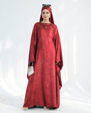 Satin Batwing Red Butterfly Abaya Dress