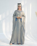 Satin Batwing Gray Butterfly Abaya Dress