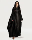 Satin Batwing Black Butterfly Abaya Dress