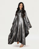 Satin Batwing Dark Gray Butterfly Abaya Dress
