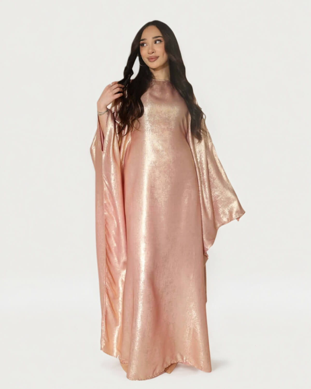 Satin Batwing Pink Butterfly Abaya Dress
