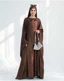 Satin Batwing Coffee Butterfly Abaya Dress