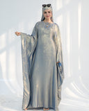 Satin Batwing Gray Butterfly Abaya Dress