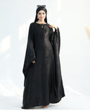 Satin Batwing Black Butterfly Abaya Dress