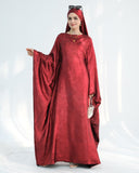 Satin Batwing Red Butterfly Abaya Dress