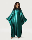 Satin Batwing Dark Green Butterfly Abaya Dress