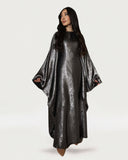 Satin Batwing Dark Gray Butterfly Abaya Dress