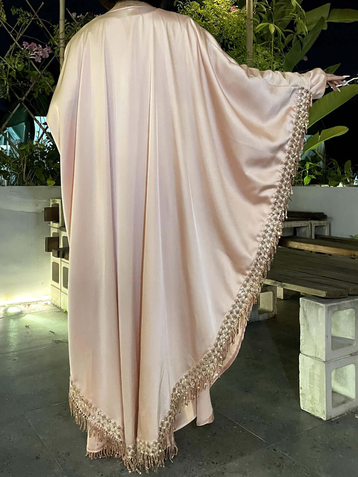 Satin Tassel Butterfly Abaya 3-Piece Set