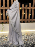 Butterfly Satin Abaya Set 2 Pieces Modest Clothing With Inner Dress