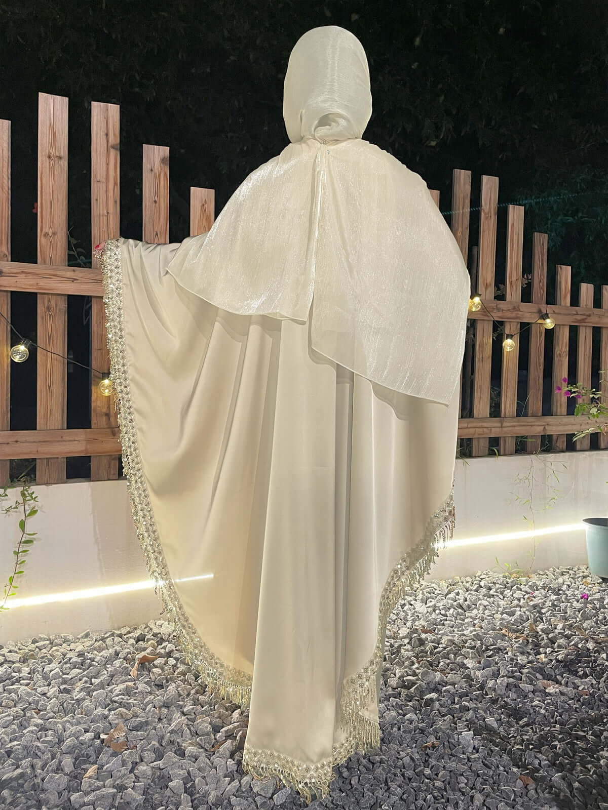 Satin Tassel Butterfly Abaya 3-Piece Set