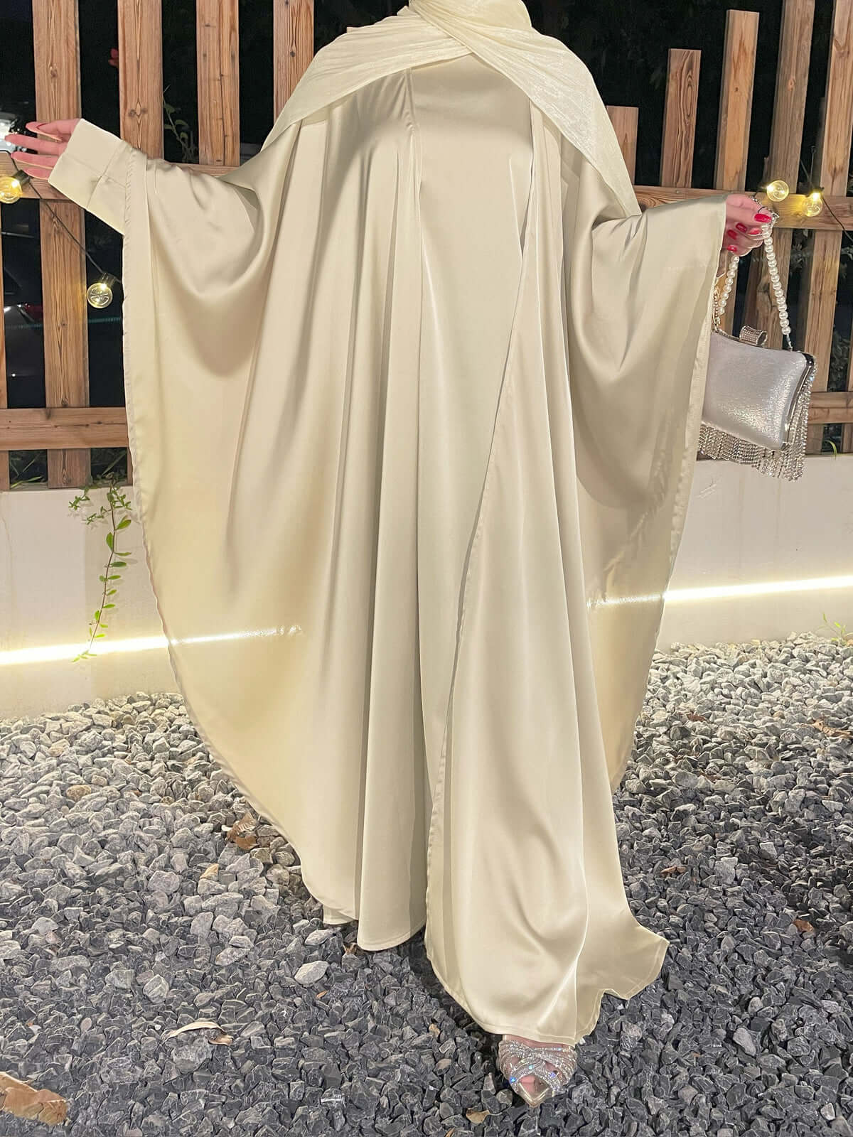 Satin Tassel Butterfly Abaya 3-Piece Set