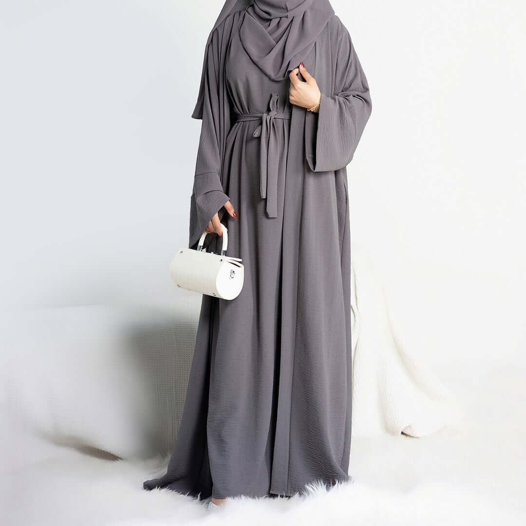 Elegant Multi-Color Abaya Dress 3 Piece Set with Breathable Fabric & Matching Hijab