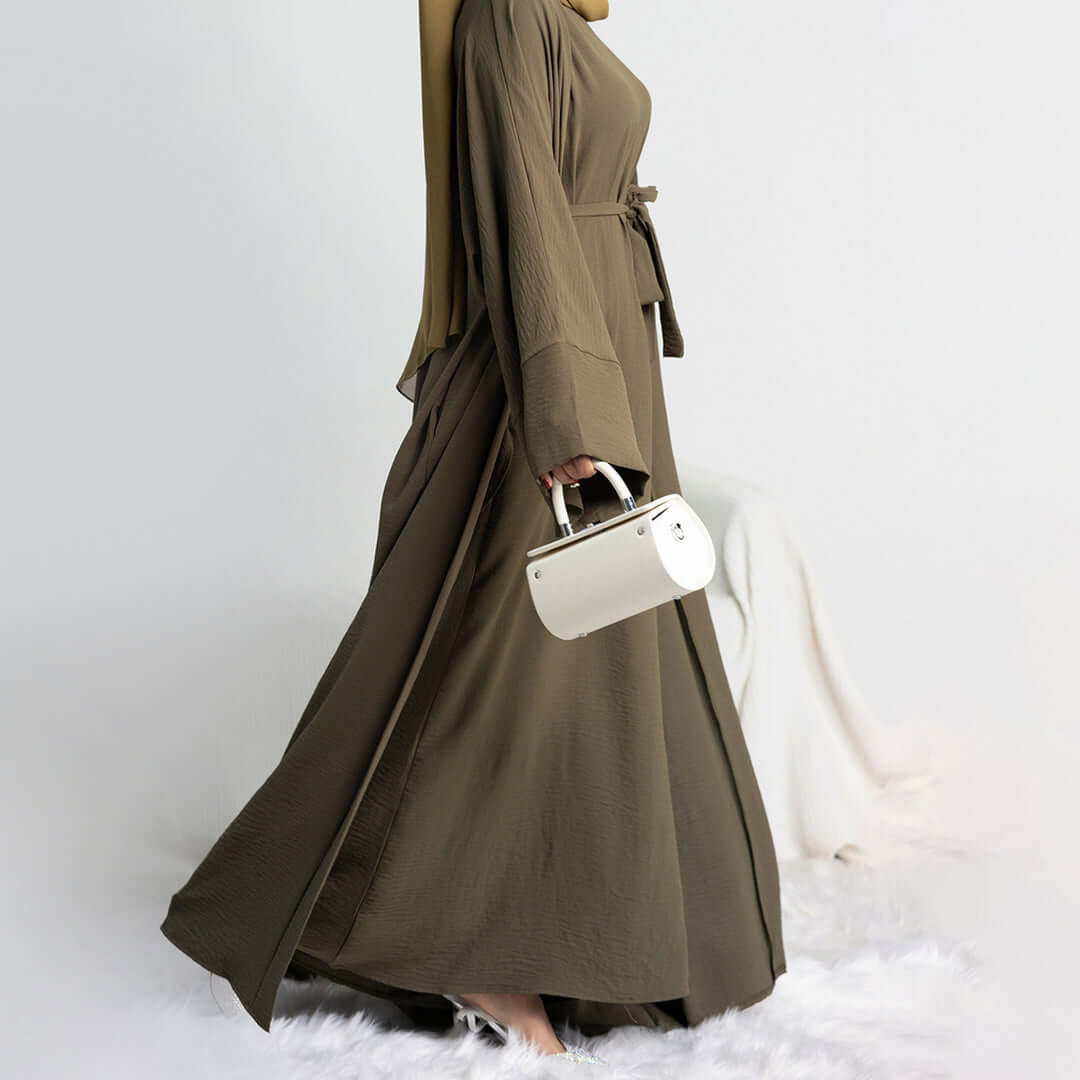 Elegant Multi-Color Abaya Dress 3 Piece Set with Breathable Fabric & Matching Hijab