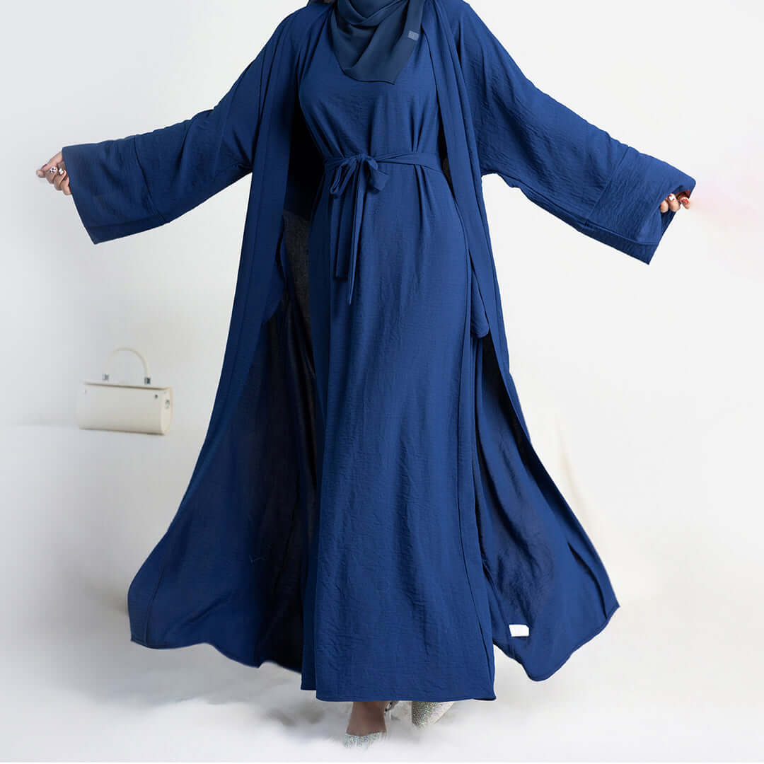 Elegant Multi-Color Abaya Dress 3 Piece Set with Breathable Fabric & Matching Hijab