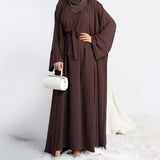 Elegant Multi-Color Abaya Dress 3 Piece Set with Breathable Fabric & Matching Hijab