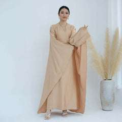 Solid Color Drawstring Butterfly Abaya