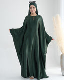 Shiny Satin Butterfly Abaya Dress
