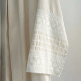 Cotton Embroidery Cardigan Apricot Open Abaya