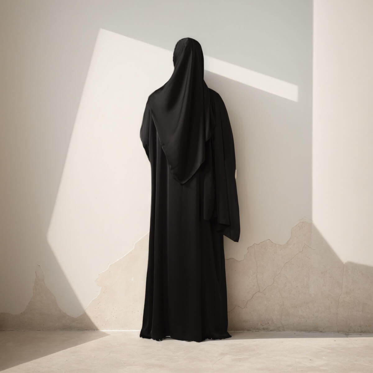 Poet sleeve Satin Open Abaya 4-Piece Set