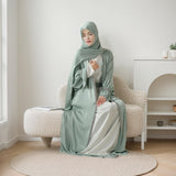 Poet sleeve Satin Open Abaya 4-Piece Set