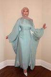 Luxury Satin Maxi Butterfly Abaya Plus Size Women's Modest Dress