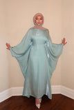 Luxury Satin Maxi Butterfly Abaya Plus Size Women's Modest Dress