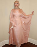 Luxury Satin Maxi Butterfly Abaya Plus Size Women's Modest Dress