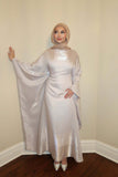 Luxury Satin Maxi Butterfly Abaya Plus Size Women's Modest Dress