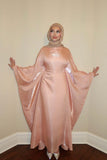 Luxury Satin Maxi Butterfly Abaya Plus Size Women's Modest Dress