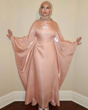 Luxury Satin Maxi Butterfly Abaya Plus Size Women's Modest Dress