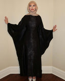 Luxury Satin Maxi Butterfly Abaya Plus Size Women's Modest Dress