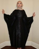 Luxury Satin Maxi Butterfly Abaya Plus Size Women's Modest Dress