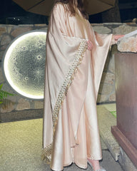 Premium Satin Tassel Butterfly Abaya Dress 2-Piece Set