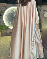 Premium Satin Tassel Butterfly Abaya Dress 2-Piece Set
