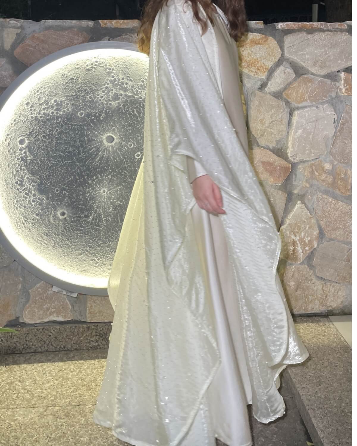 StarLight Pearl Organza Open Abaya Dress 2-Piece Set