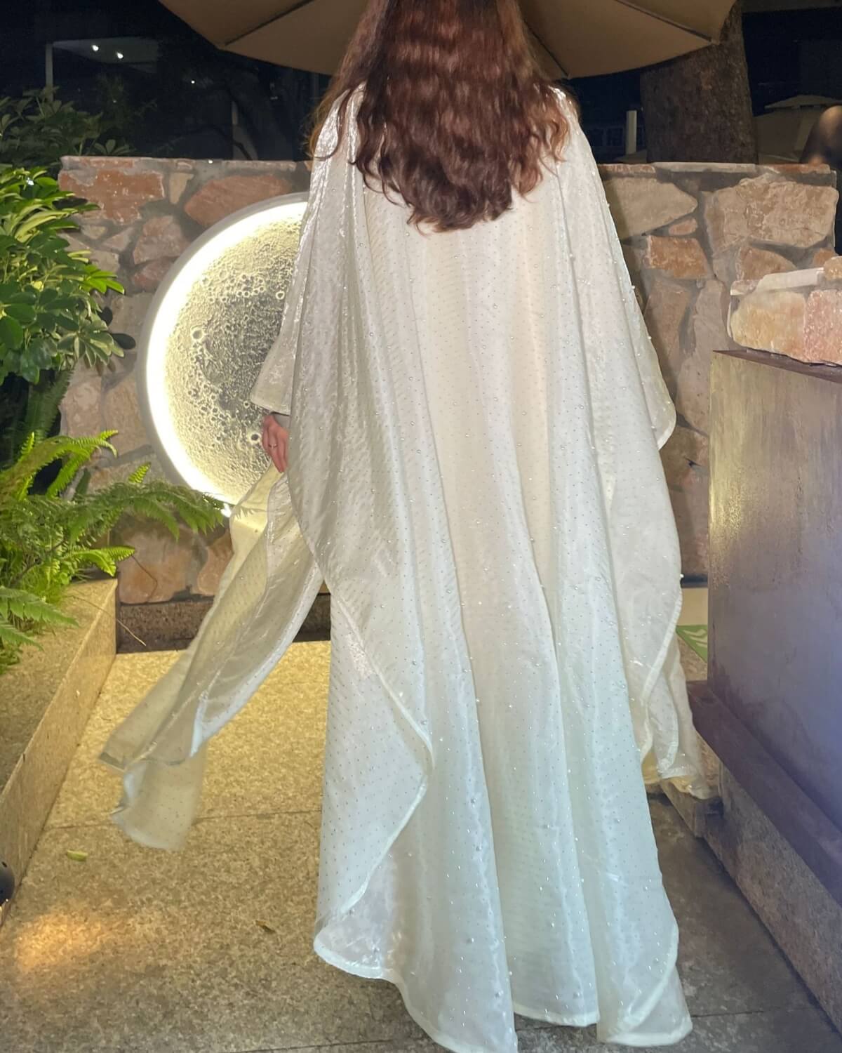 StarLight Pearl Organza Open Abaya Dress 2-Piece Set