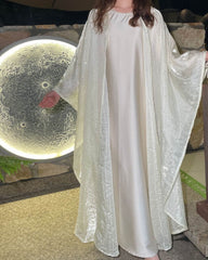 StarLight Pearl Organza Open Abaya Dress 2-Piece Set
