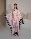 Satin Floral Butterfly Abaya